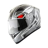 1STorm Motorcycle Street Bike Dual Visor/Sun Visor Full Face Helmet Panther Black, Size Medium (55-56 CM,21.7/22.0 Inch)