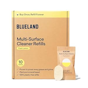 BLUELAND Multi-surface All Purpose Cleaner | Refill Tablet 10 Pack | Eco Friendly Product & Cleaning Supplies – Fresh Lemon Scent | Makes 10 x 24 Fl oz bottles (240 Fl oz total)