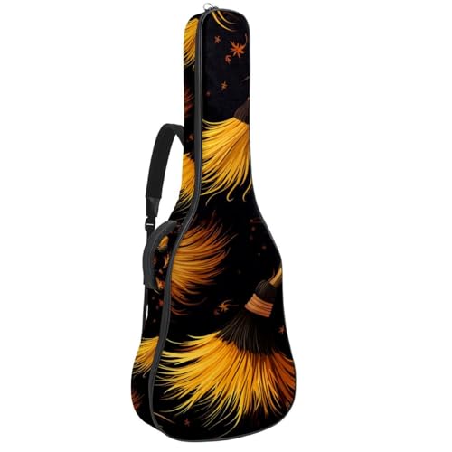 Housse de guitare acoustique 104 cm imperméable et rembourrée avec motif de balai d'Halloween