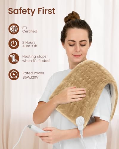 Image of RENPHO Heating Pad for Back & Period Cramps, Hsa Store Eligible Items, Heat Pad for Knee and Leg, Birthday Gifts for Women Men Husband, Auto Shut Off, ETL Certified, 12 inch x24'' Light Yellow