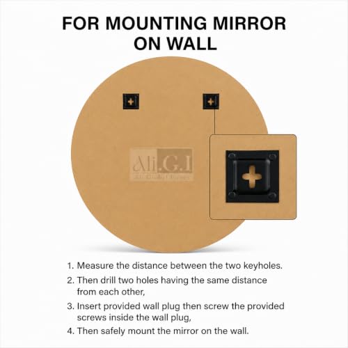 Image of 30 inch Vanity Round Home Decor Wall Mirror in Gold I Metal Frame Mirror I Modern Design Gold Metal Frame Mirror I Decorative Mirror for Bathroom Wash Basin, Bedroom, Drawing Room (Gold-30)