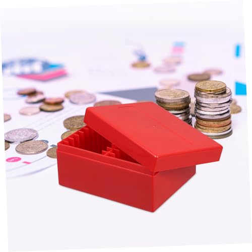 Caja compacta roja para almacenar monedas y joyas miniatura 5