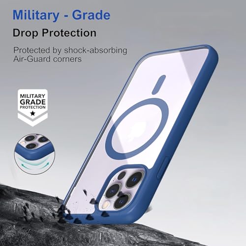 Image of AIBEX Clear Mag-Saf Case for iPhone 13 Pro Max | Strong Magnetic Lock, Anti-Yellowing Transparent Back, Military-Grade Drop Protection, Slim Lightweight Cover with Camera Guard - Blue