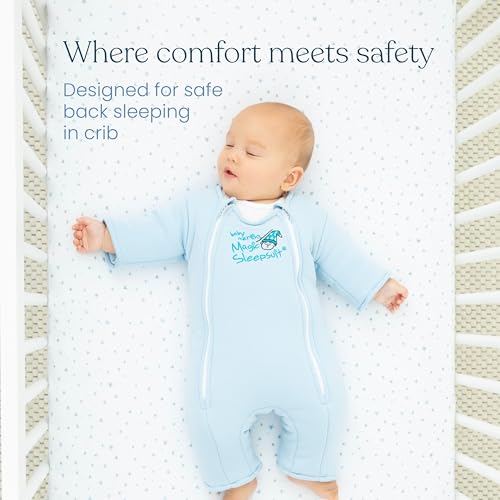 magic sleepsuit baby merlin39s cotton baby swaddle transition product - soft and cozy design double zipper for easy diaper changes promotes safe sleep 3-6 months - cream - small 12-18lbs