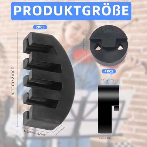 6 Stück Gummi Schalldämpfer für Violine,Violindämpfer Enthalten 2 Stück im Klauenstil und 4 Stück im Runden Tourte Stil,Schwarz Violin Ultra-Übungsschalldämpfer für Viola und Violine