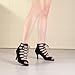 Imagen de RUYBOZRY Botas de Baile Latino Mujer Botines Punta Abierta con Cordones Zapatos de Baile de Salon