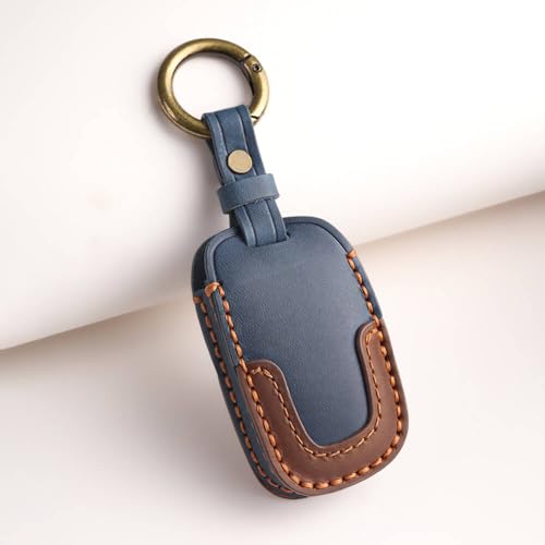 Image of keyzone dual leather key cover for Hyundai i20, Creta, Venue, Tucson, Alcazar, Verna, Xcent, Aura, Elantra 3 button smart key