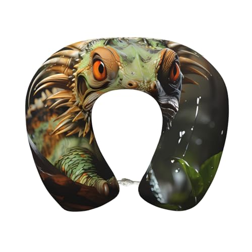 Bjyccar Almohada de viaje de espuma viscoelástica de lagartos espinosos. Almohada en forma de U para viajes y hogar, soporte ergonómico para el cuello con espuma viscoelástica de alta calidad.