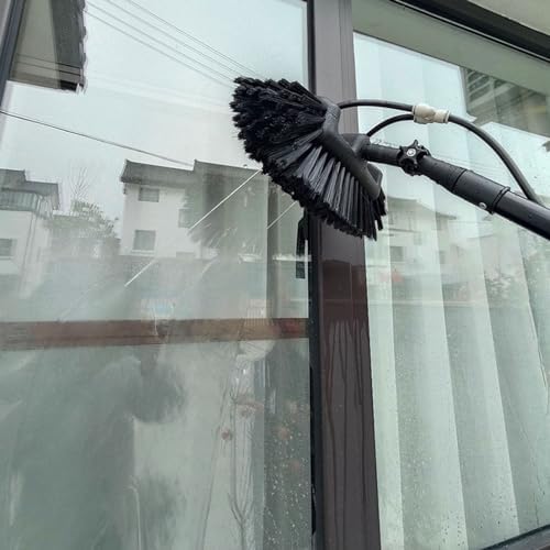 Telescopic Water Fed Window Cleaning Pole & Brush Kit - 11.8FT Extendable Cleaner for Conservatory Roofs Photovoltaic Panels Trucks & Windows with Squeegee