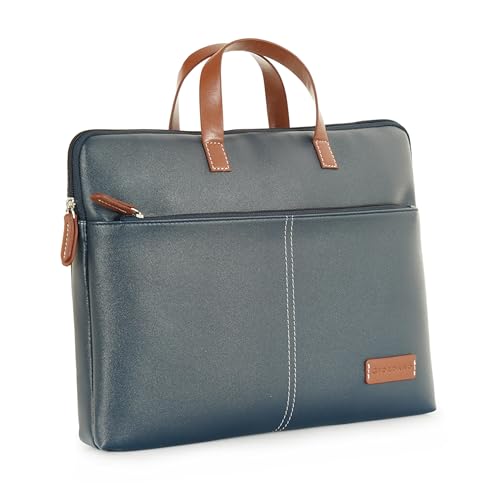 Image of Giordano Unisex 15 Inch Laptop Sleeve PU Bag for Professionals | Premium Leatherette | Water-Resistant & Padded Slim-Fit with Trolley Strap for Men & Women