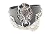 Punk Gothic Dragon w 3 row Chain Faux Black Leather Wide Bracelet Wristband Cuff