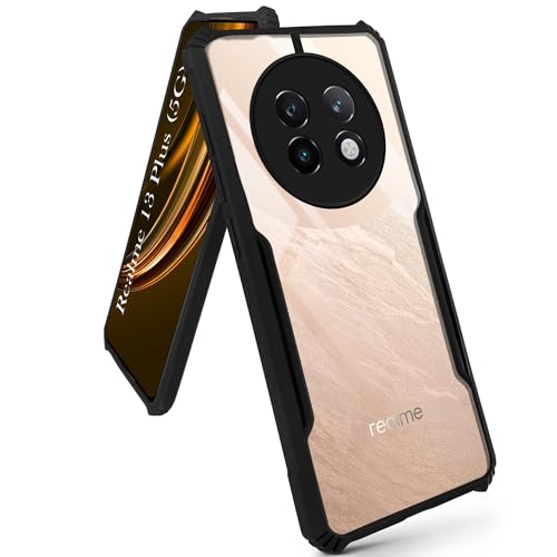 Image of Jkobi Back Cover Case for Realme 13 Plus (Shockproof with Polycarbonate Clear Panel | Professional Black)