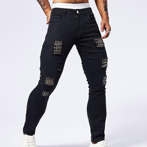 Men's Denim Pants Stylish Ripped Jeans Sequins 80s 90s Disco Party Pants Utility Work Carpenter Jeans Vintage Clothes4