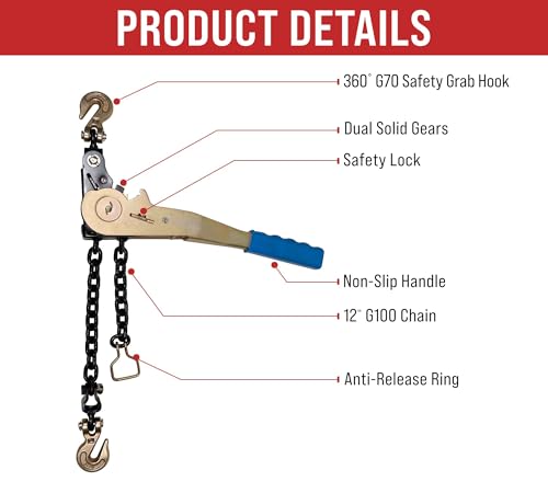 Image of Mytee Products (4 Pack) 1 /4 inch - 5 /16 inchEasy Binder Chain Binder with Grab Hooks & 2500 lbs WLL - Grade 70 Heavy Duty Tie Down Ratchet Load Binder for Flatbed Trailers & Trucks