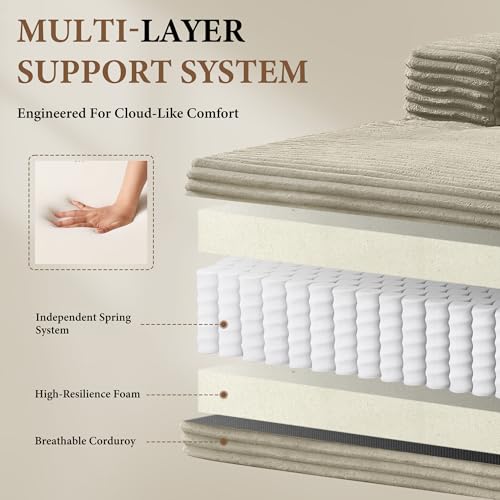 Image of 96 inch Sectional Couches for Living Room Cloud Couch Sofa with L-Shape Upholstered Boneless Couchs Modern Modular Sectional Couch with Chaise (Camel, 95 inch W+Left Facing Chaise+2Seaters)
