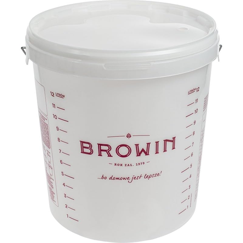 DIAH DO IT AT HOME 15L Fermentation Bucket by Browin - Complete Kit with Airlock & Rubber Bung - Professional Graduated Scale for Precision DIY Beer, Wine & Cider - Compact Homebrew (No tap)