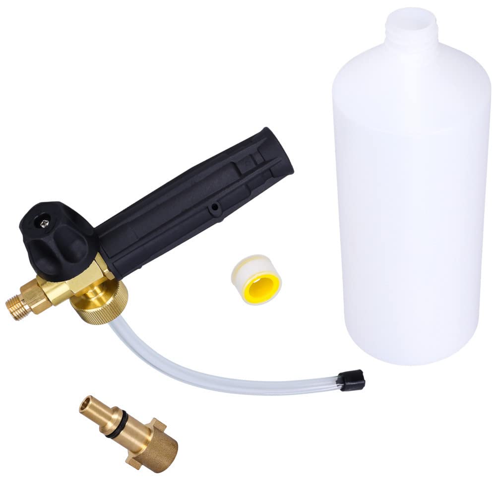 Lance à mousse 1L Avec buse à mousse réglable En laiton Avec adaptateur Pour NILFISK/STIHL | Pour nettoyeur haute pression Avec filetage 1/4" | Ideal Auto Mousseur