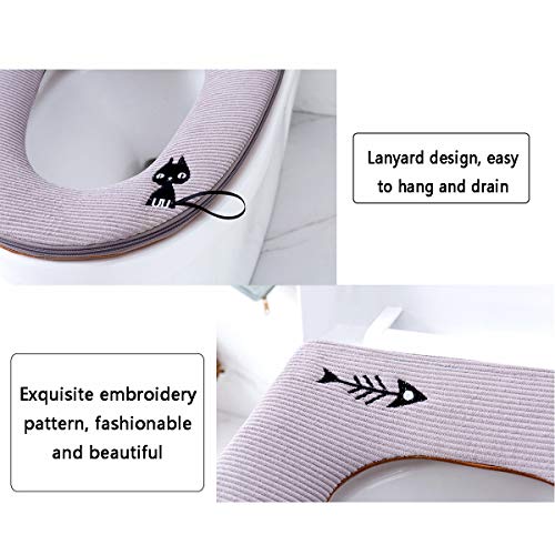 Toilettensitzbezug Universal, Jicyor 3pcs Tragbarer Heimtoilettensitzkissen mit reißverschluss und Aufhängeschlaufe toilettenbezug weich gepolsterter Bezug waschbare antibakterielles – Bild 4