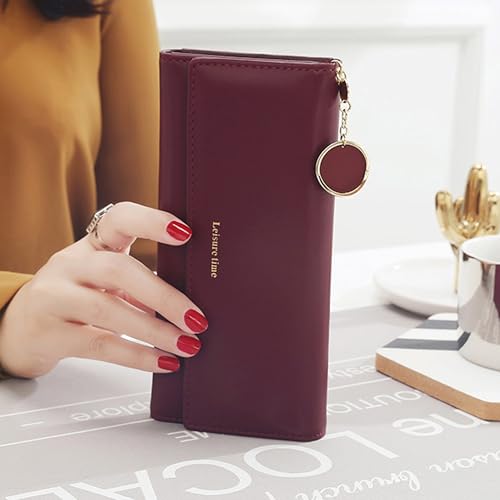Image of Kraptick Women's Wallet - Compact Purse Clutch Wallet for Women, Stylish Card Coin Holder, Debit Card Holder, Money Organizer and Travel Wallet for Women with 14 Slots-(Red)