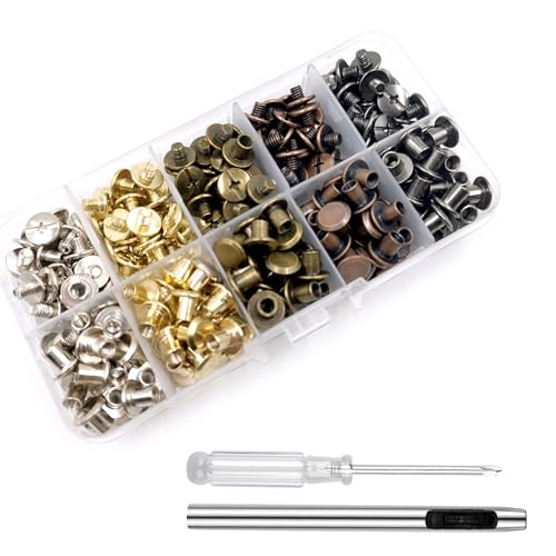 Pack of 100 Sturdy Zines Alloy Chicagos Screws M5x4mm Bookbinding Rivets Accessory for Leather Bags Books Matte