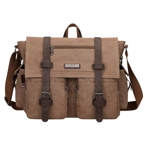 Image of WITZMAN Vintage Canvas Messenger Bag for Men Large Satchel Bags Crossbody Shoulder Fit 17 inch Laptop
