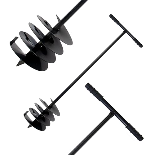 VASKO Trapano a mano da giardino, 20 x 45 x 115 cm, per fori di terra, pali di piantagione, manico ergonomico in acciaio inox