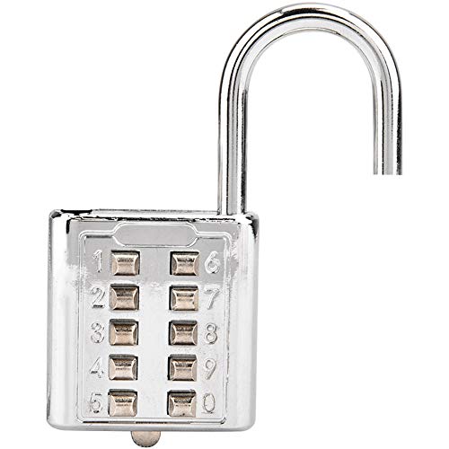 Image of Padlock - 10 Button Combination Padlock Lock Tactile Digital Lock Password Padlock Blind Button Padlock for Gym, Sports, Toolbox