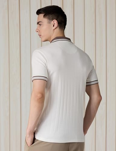 Image of Amazon Brand - Symbol Men Regular Fit Rib Textured Polo| Half Sleeves | Available in Plus Size
