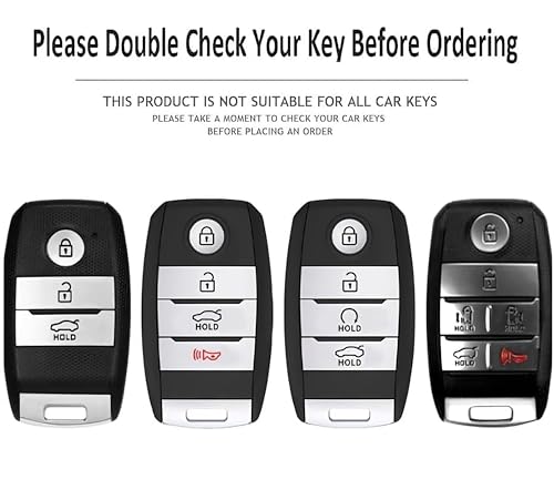 Image of TPU Car Key Cover Compatible with Kia Seltos, Sonet, Carens | 4 Button Smart Key | Push Button Start | Transparent Black Key Shell
