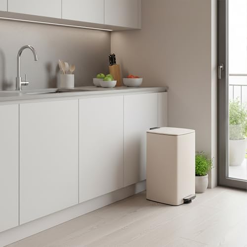 Caneca de basura cocina 30 litros beige con pedal miniatura 5