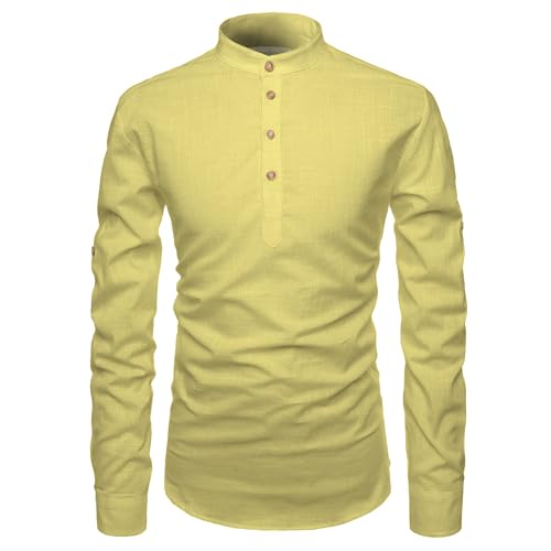 Image of Men's Full Sleeve Beige Color Cotton Blend Spread Slim Fit Shirt Style Kurta for Men and Boys
