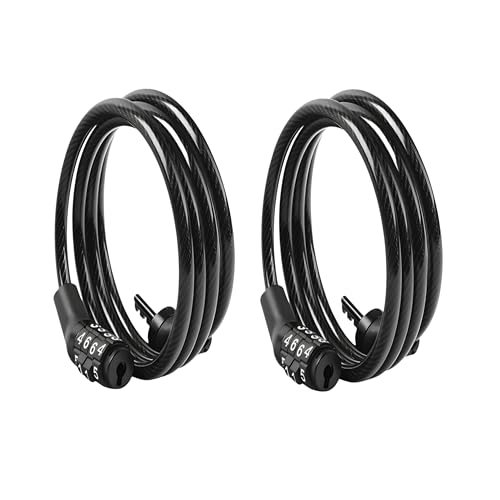 DETACHI 4-Digit Combination Cable Lock - Pack of 2, Anti-Theft Security, Durable & Reliable, Resettable Password Lock for Bike, Helmet, Cycle, Luggage & More, Strong Steel Wire, PVC Coating,