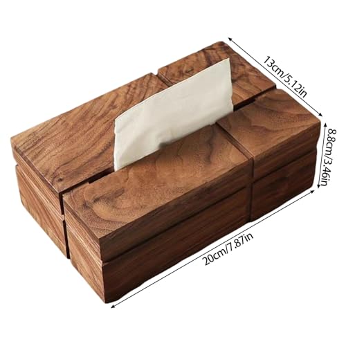 Boîte à mouchoirs multifonction en bois style rustique pour salon