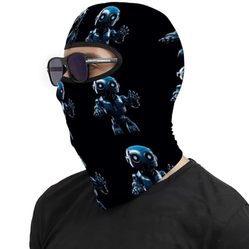 Balaclava para hombres y mujeres, máscara facial térmica azul con diseño de robot, protección contra frío para motocicleta, esquí y clima invernal miniatura 4