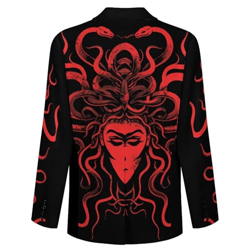 Red Medusa Head Casual Suits Jackets for Men Two Buttons Business Coat Wedding Dinner Party4