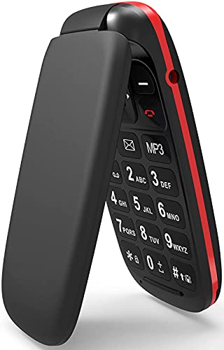 USHINING Unlocked Flip Mobile Phone Pay as You Go Simple Dual SIM Basic Button Sim Free Clamshell GSM Feature Phone 1.8(Black)