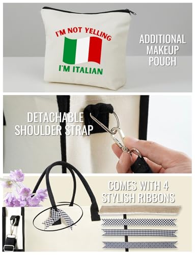 Bolso tote temático italiano con cierre y correa miniatura 5
