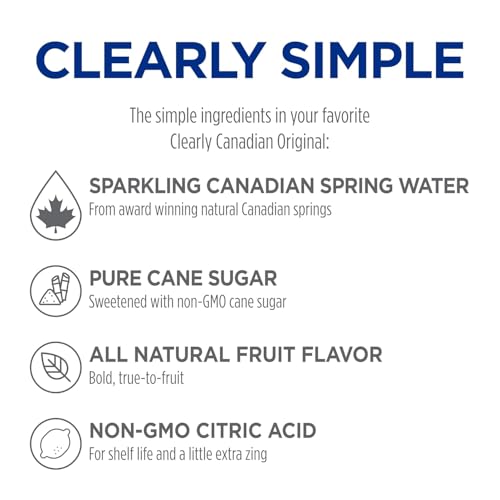 Image of Clearly Canadian Sparkling Flavored Water, 11 oz Glass Bottles - Variety of Refreshing Flavors, Premium Carbonated Beverage, Available in 12-Pack and 24-Pack Options (12 Pack, Cherry /Peach)
