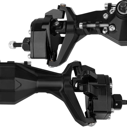 Pothyes Full CNC Machined F9 Portal Front Rear Axle with Adjustable Link Mount for 1/10 RC Crawler Capra Gmade R1 Rock Buggy LCG Cheater Rigs 1.9 UTB Shafty (black)