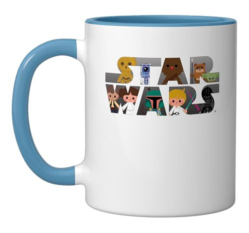 Taza de cerámica Star Wars logo kawaii azul/blanco 11 oz miniatura 1