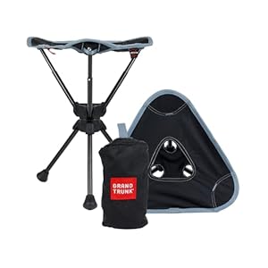 GRAND TRUNK Compass 360 UC Stool, Full Swivel, Ultra Compact, Easy Setup & Packable for Outdoors, Work & Play (Sea Black)