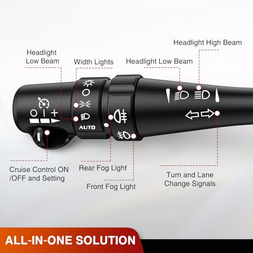 Image of Nilight Turn Signal Switch Compatible with 2004 2005 2006 2007 Cadillac CTS | Fit 2004 2005 2006 Cadillac SRX w /Fog Lights Windshield Wiper Combination Dimmer Lever Switches with Cruise Control