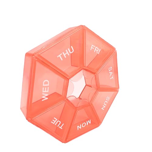 Image of Pill Organizer, Small Pill Box, Orange Pill Case, Weekly Pill Organizer,Medicine Pill Organizer 1 Time a Day, Pill Container, Pill Holder, Daily Pill Organizer Travel Pill Organizer 7 Day