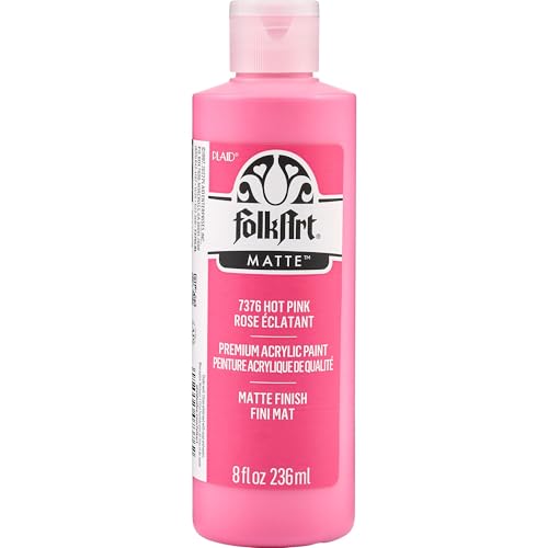 Image of FolkArt Acrylic Craft Paint, Matte Finish, Hot Pink, 8 fl oz