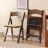 GTNSAFP Wooden Folding Chair with Soft Cushion, Simple and Stylish, Comfortable and Durable, Suitable for Weddings, banquets and Events,Classic-Fruitwood, Set of 2