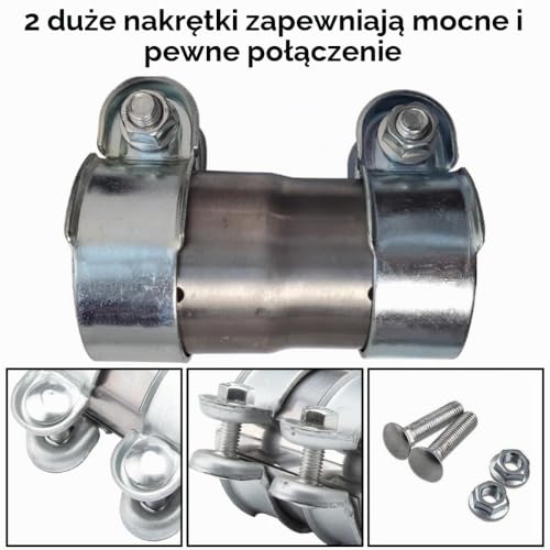 MOCNT Obejma do rury, złączka rurowa 55 mm do 63 mm, redukcja, obejma zaciskowa ze stali nierdzewnej