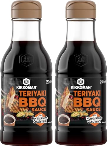 Kikkoman, Salsa Teriyaki BBQ con Miele, Salsa Marinata di Alta Qualità, a Base di Salsa di Soia, Salsa Agrodolce, Adatta per Insaporire Carne e Verdure alla Griglia, Bottiglietta da 250 ml