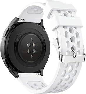 سوار ساعة بديل متوافق مع ساعة هواوي GT2E 22 ملم بتصميم رياضي للمعصم من السيليكون المرن قابل للتعديل للنساء والرجال من في فولت، أبيض