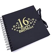16th Birthday Black Scrapbook, Guest Book Or Photo album With Gold Script Keep one's memories immortalised in this stunning Spiral Bound Kraft Scrapbook with an eye catching wood finish and personalised details. The spiral binding allows you to fill ...