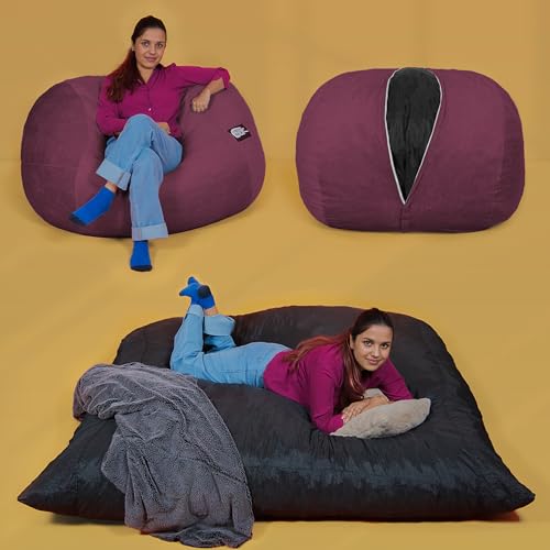 Image of Yogi Sack - Plush, Ultra Soft Memory Foam Blend Bean Bag Chair with Washable Cover - Never Goes Flat (Large, Maroon, Bean Bag Bed)